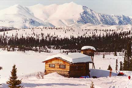 Homestead cabin in winter