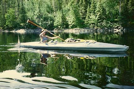 Susan in Klepper kayak in the Boundary Waters