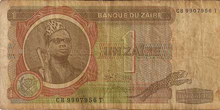 Zaire note, worth less than a penny