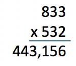 833 x 532 = 443,156